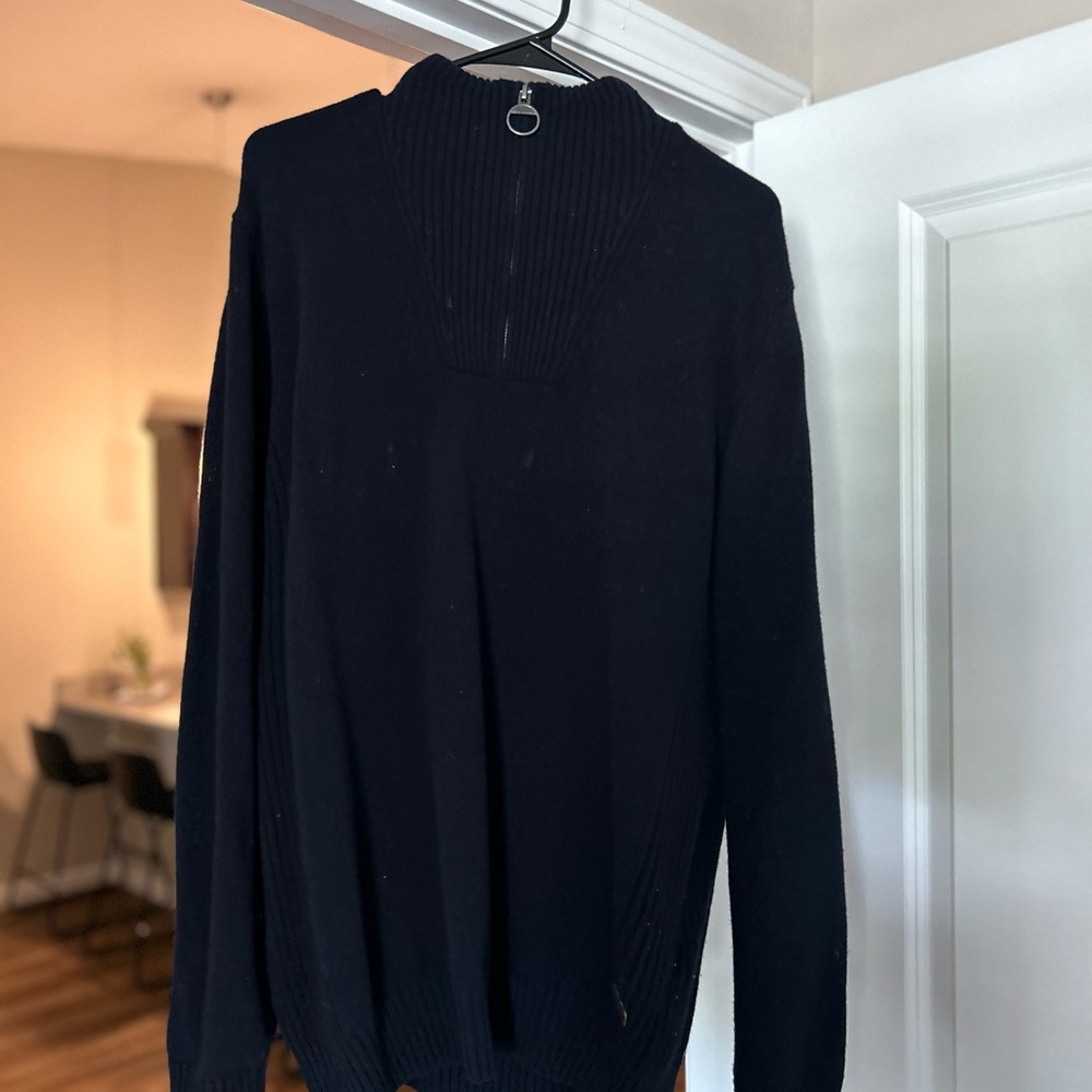 BARBOUR Nelson Quarter Zip Sweater in Navy